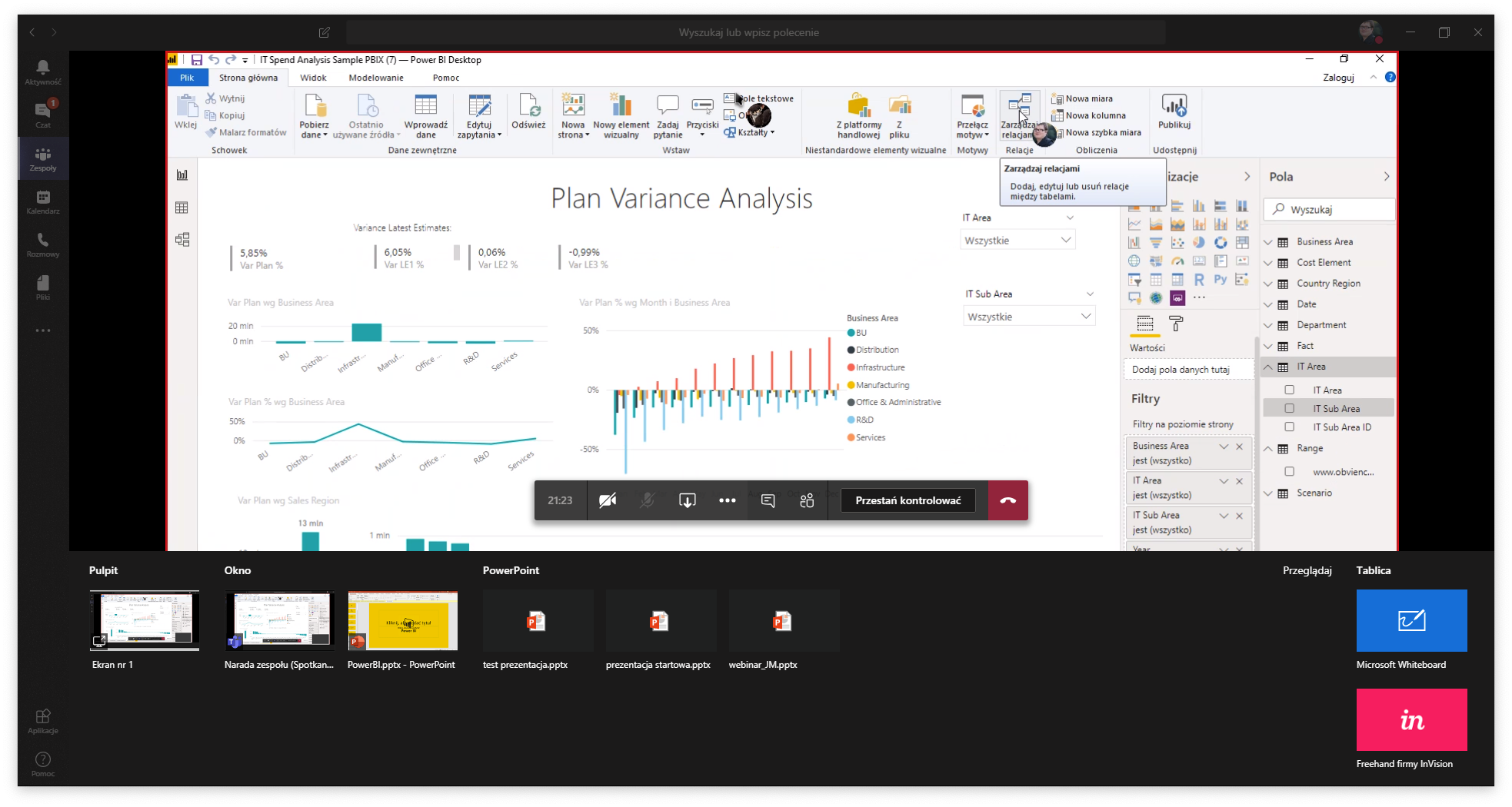 Udostępnianie pulpitu w Teams